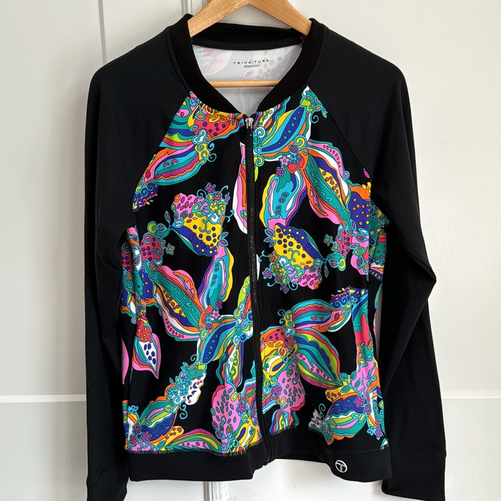 Beautiful Trina Turk Jacket recreation- zipper cover broken as seen in photo